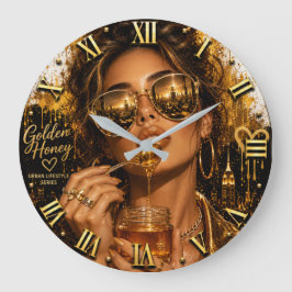 Golden Honey Luxury Fashion Elegant Woman Portrait Stor Klocka