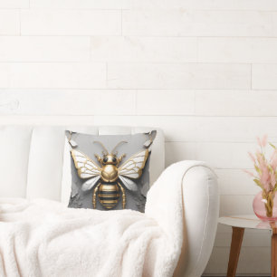 Golden Honeybee på Blommigten Canvas Kudde