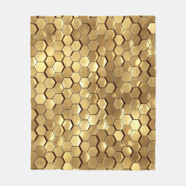 Golden Honeycomb 3D Render Struktur Fleecefilt (Framsidan)