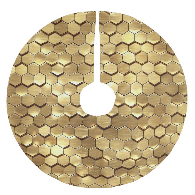 Golden Honeycomb 3D Render Struktur Julgransmatta Borstad Polyester (Framsidan)
