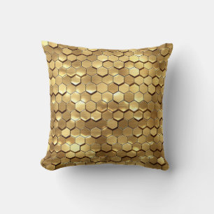 Golden Honeycomb 3D Render Struktur Kudde