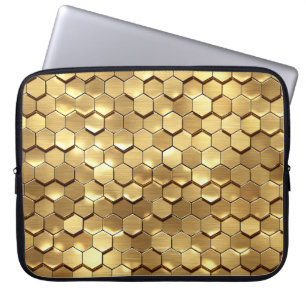 Golden Honeycomb 3D Render Struktur Laptop Fodral