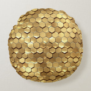 Golden Honeycomb 3D Render Struktur Rund Kudde