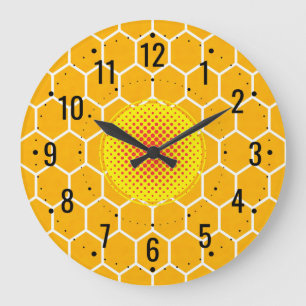 Golden Honeycomb Décor - HonungsBee Stor Klocka