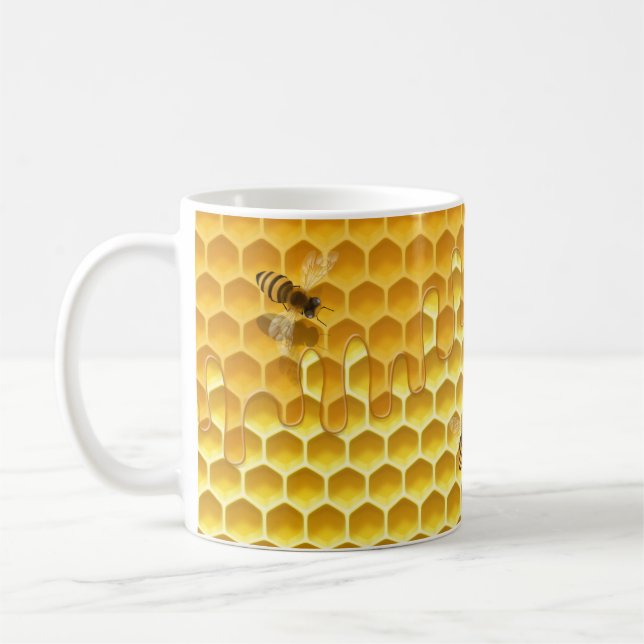Golden Honeycomb med Bees Anpassade Small Kaffemugg (Vänster)
