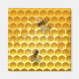 Golden Honeycomb med Bees Anpassade Small Magnet