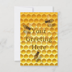 Golden Honeycomb med Honeybees Anpassningsbar Anteckningskort