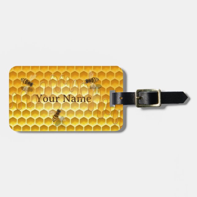 Golden Honeycomb med Honeybees Anpassningsbar Bagagebricka (Horisontell Framsida)