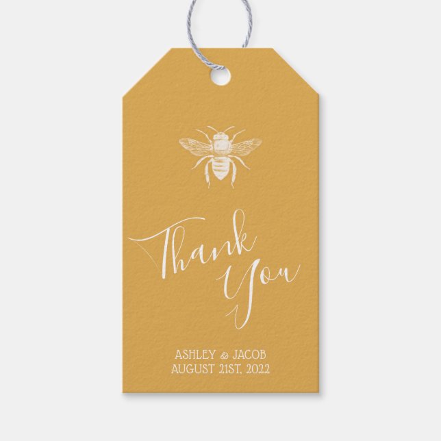 Golden Honeycomb Mönster Bröllop Presentetikett (Framsidan)
