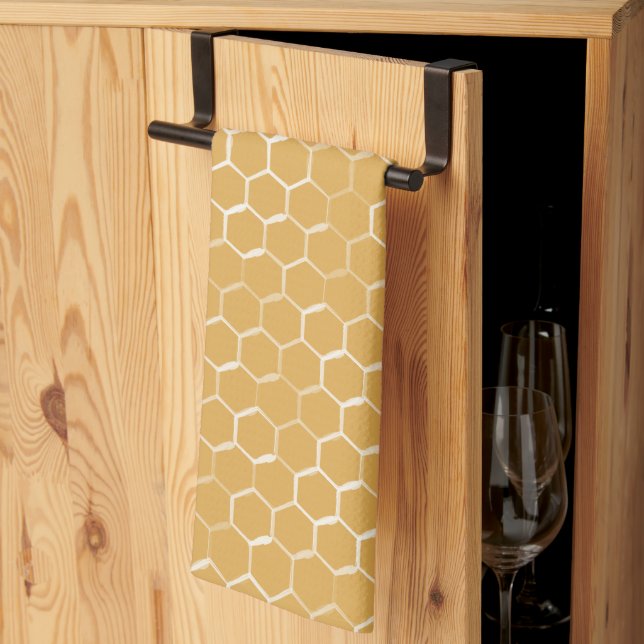 Golden Honeycomb Mönster Kökshandduk (Thirds Fold)