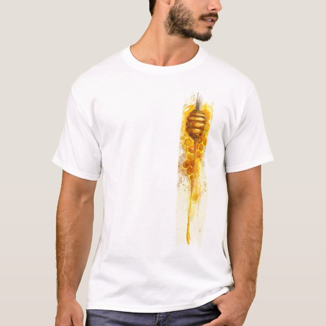 Golden Honung Drizzle Brushstroke Paint T Shirt (Framsida)