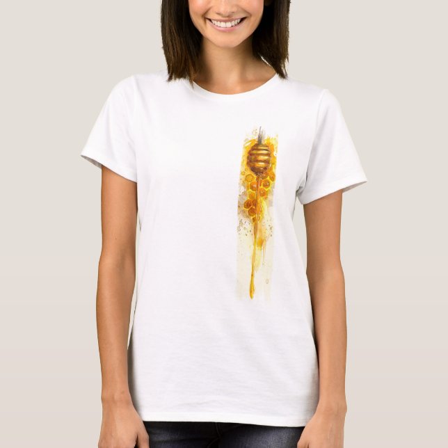 Golden Honung Drizzle Brushstroke Paint T Shirt (Framsida)