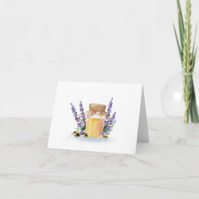 Golden Honung med en Sprig av Lavender Napkin Kort (Framsida)