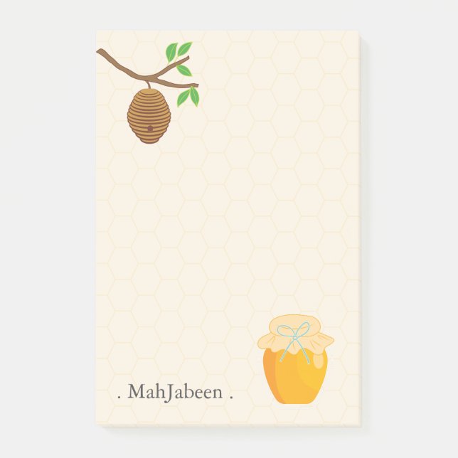 Golden Honung och Bee Hive Post-it Block (Framsida)