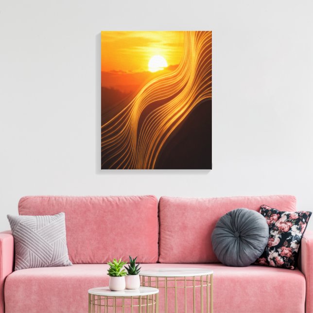 Golden Horizon — Abstract Canvas Wall Art (Insitu (Vardagsrum))
