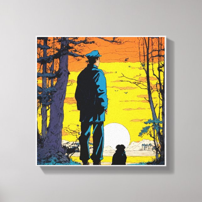 Golden Horizon Breathting Sunset Wall Painting Canvastryck (Framsida)