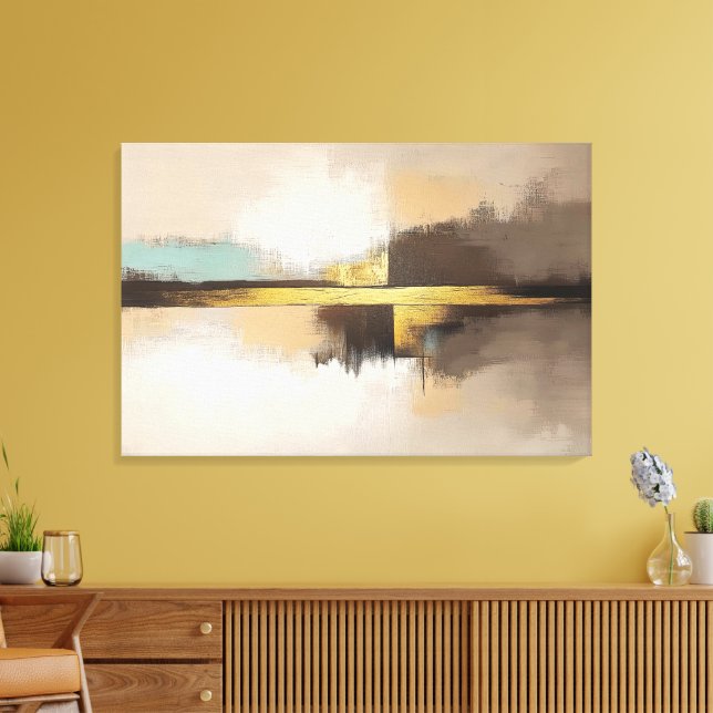 Golden Horizon – Minimalist Abstract Landscape Canvastryck (Insitu (Vardagsrum))