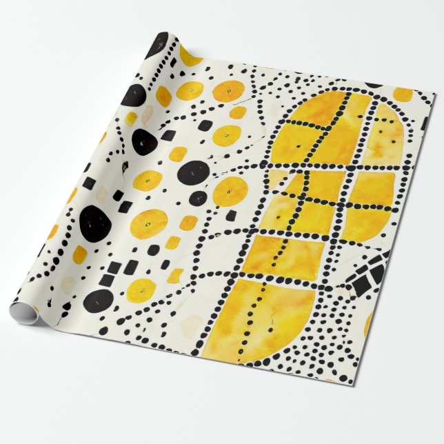 Golden Horizon: Native American Mönster i Gult Presentpapper (Utrullad)