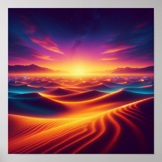 Golden Horizon Sunset Desert Glow Dream Poster (Framsidan)