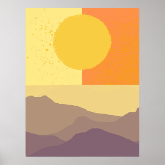 Golden Horizons: ett minimalistiskt solnedfall Poster