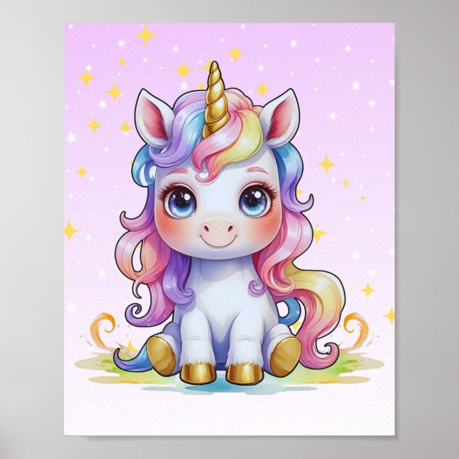 Golden Horn Unicorn Poster (Framsidan)