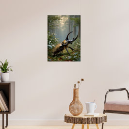 Golden-Horned Beetle i Enchanted Forest Poster