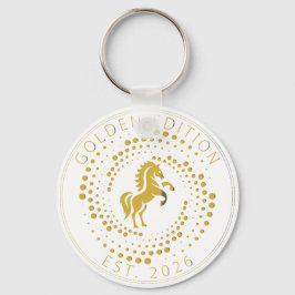 Golden Horse Logo Custom Text Classic Icon  Nyckelring