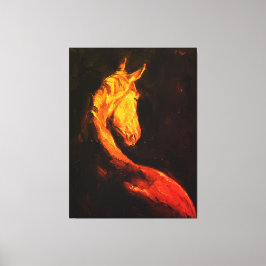 Golden Horse Oil Painting – Dark Expressive Animal Canvastryck