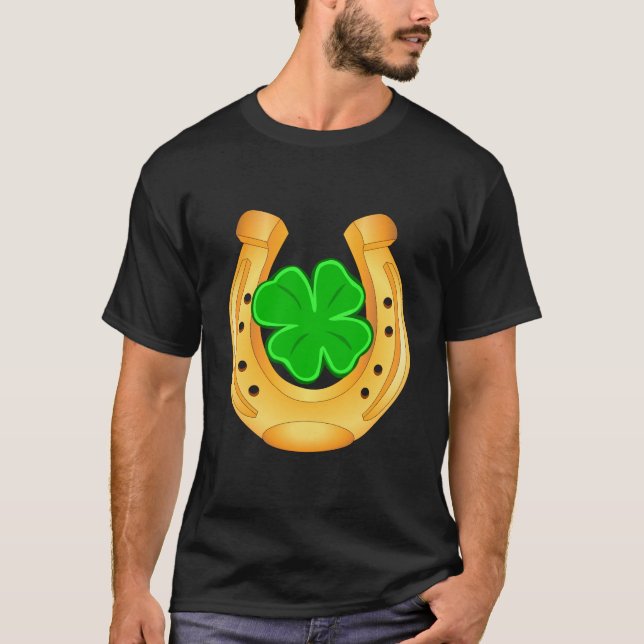 Golden Horseshoe 4Leaf Klöver Shirt T Shirt (Framsida)