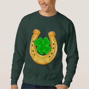 Golden Horseshoe Lucky Fyra Leaged Klöver Shirt Lång Ärmad Tröja