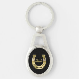 Golden horseshoe ovalt silverfärgad nyckelring