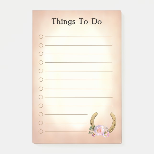 Golden Horseshoe with Flowers Sak to Do Post it Post-it Block (Framsida)