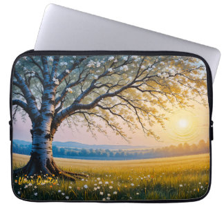 Golden Hour Birch Tree Meadow Laptop Fodral