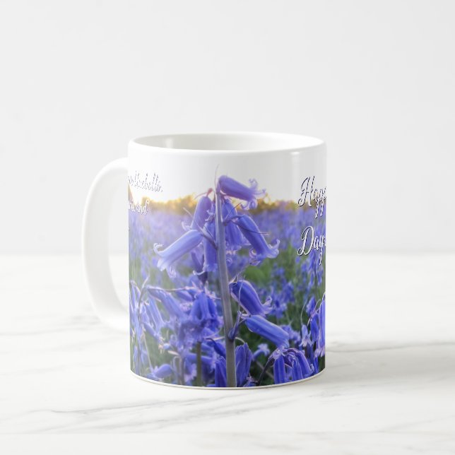 Golden Hour Bluebells - Personlig Mors dag Kaffemugg (Framsida vänster)