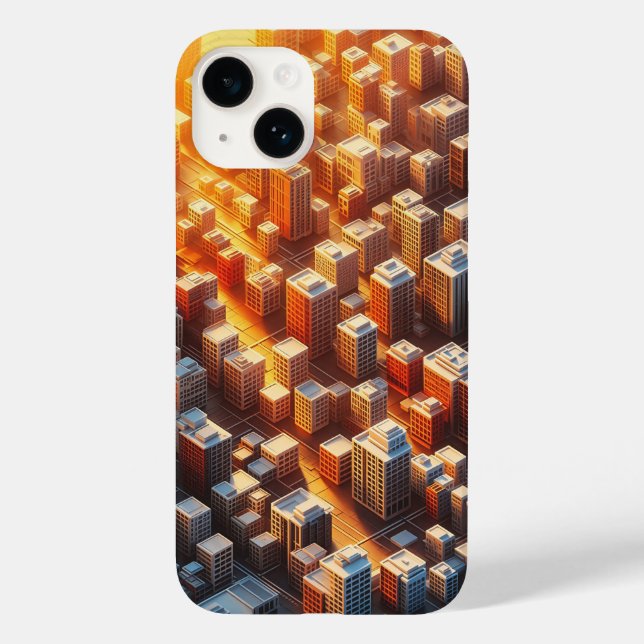 Golden Hour Cityscape Phone Case - Isometric 3D  (Baksida)