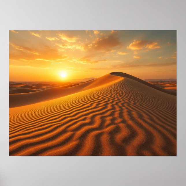 Golden Hour Desert Sand Dunes Sunset Photography Poster (Framsidan)