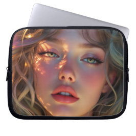 Golden Hour Dream - Radiant Angelic Porträtt Laptop Fodral