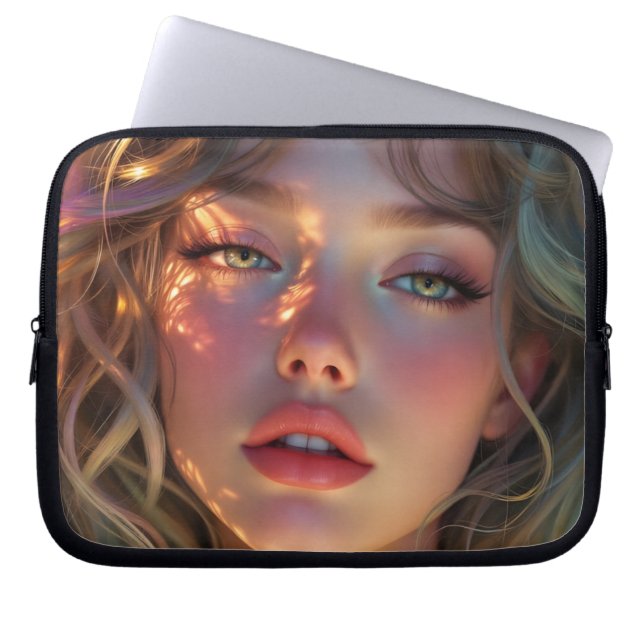 Golden Hour Dream - Radiant Angelic Porträtt Laptop Fodral (Framsidan)