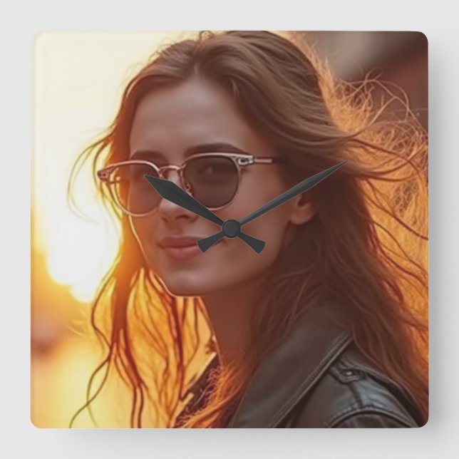 Golden Hour Elegance Fyrkantig Klocka (Framsida)