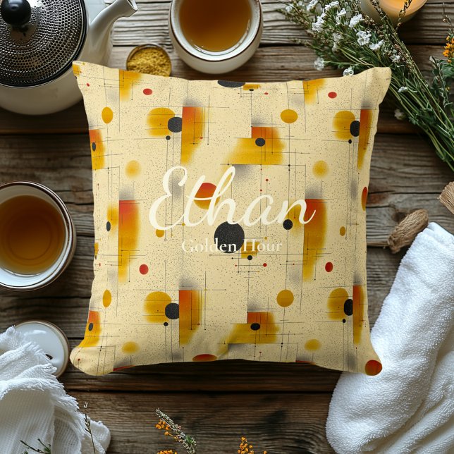 Golden Hour - Geometric Accent för Guld & Cream Kudde (Skapare uppladdad)