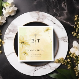 Golden Hour Grace & Monogram Blommigt Bröllop Pappersservett