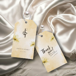 Golden Hour Grace & Monogram Bröllop Tack Presentetikett