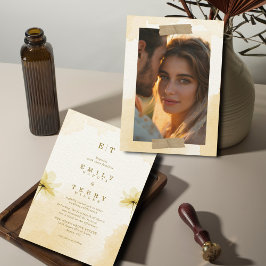 Golden Hour Grace Photo & Monogram Bröllop Inbjudningar