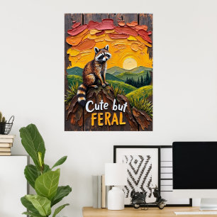 Golden Hour Guardian: Raccoon Overlook Valley Poster