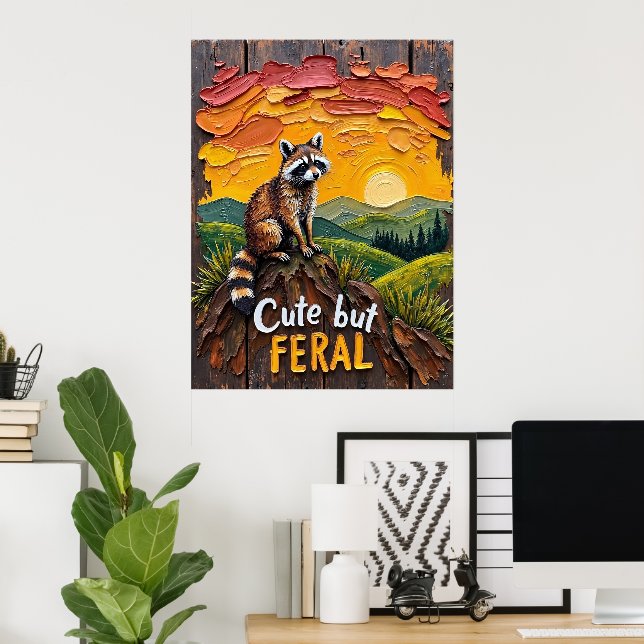 Golden Hour Guardian: Raccoon Overlook Valley Poster (Hemmakontoret)