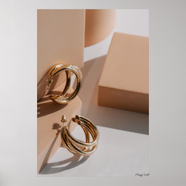 Golden Hour Hoops: Minimalistisk mode & skulptur  Poster