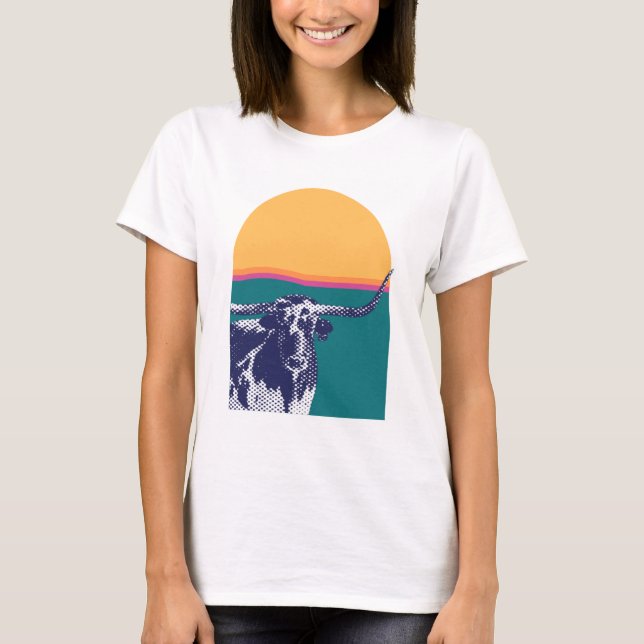 Golden Hour Longhorn T Shirt (Framsida)