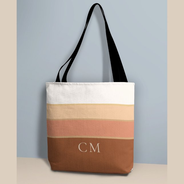 Golden Hour Randig Tote - Sofistikerad Monogram Tygkasse (Skapare uppladdad)