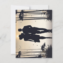 Golden Hour Romantik Silhouette lite Sunset Walk Vykort