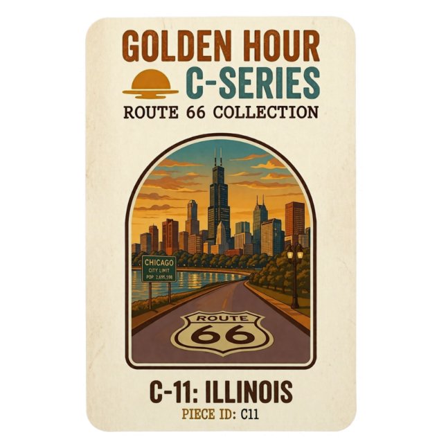 Golden Hour Route 66 C-serien | Illinois Magnet (Vertikal)